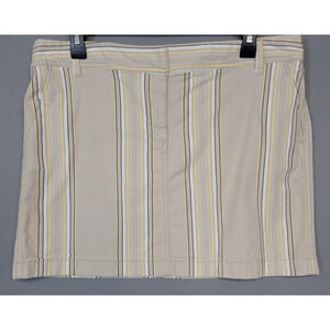 Ann Taylor LOFT Skirt Womens 12 Beige Yellow Striped Stretch Mini Casual Utility